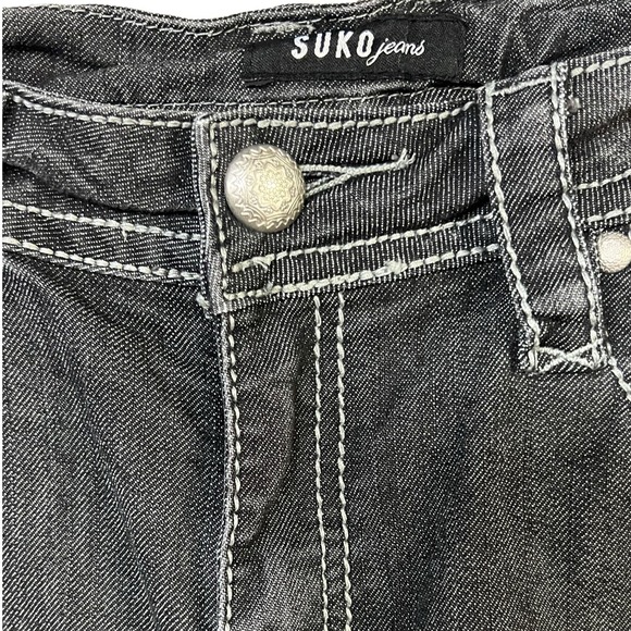 Suko Jeans 10 Jeans Dark Embroidered Studded Roadrunner Contrast Stitch Boho - Picture 3 of 11